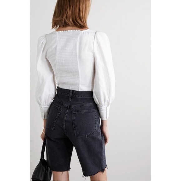 Reformation Stilton Linen Top White Square Neck Blouse size 4 - Picture 6 of 14